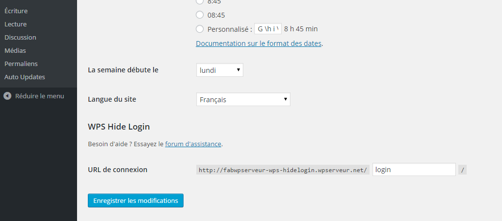 Changer url connexion WP Hide Login