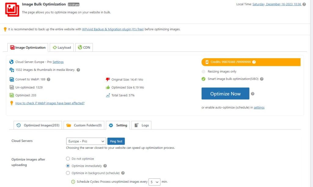 Optimisation des images via Wpvivid